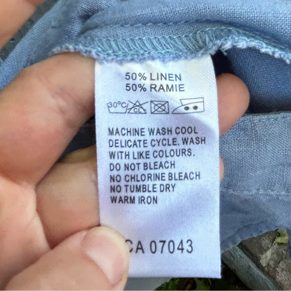 Malvin Blue Linen Midi Dress, Small