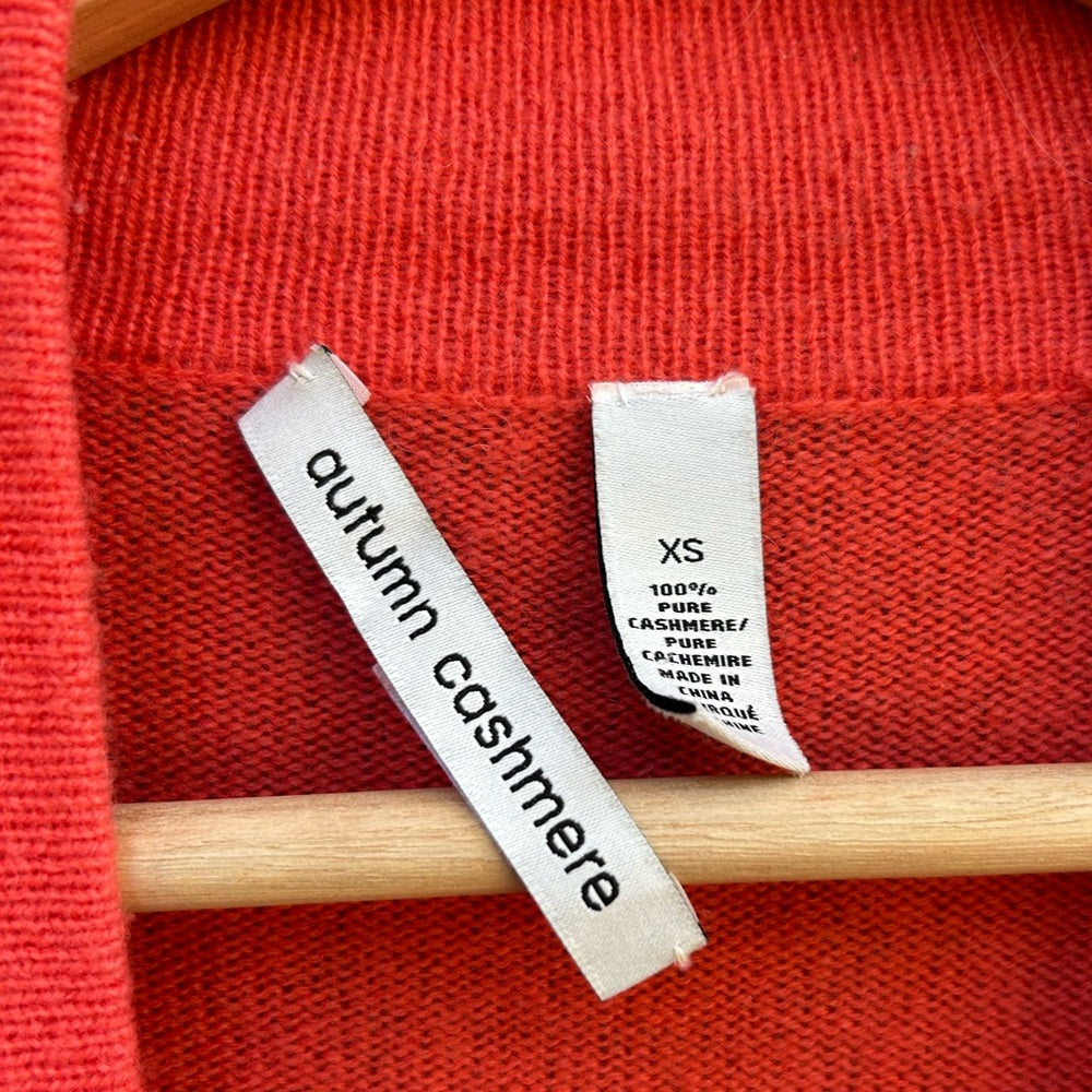 Autumn Cashmere Orange Waterfall Cardigan, size xs