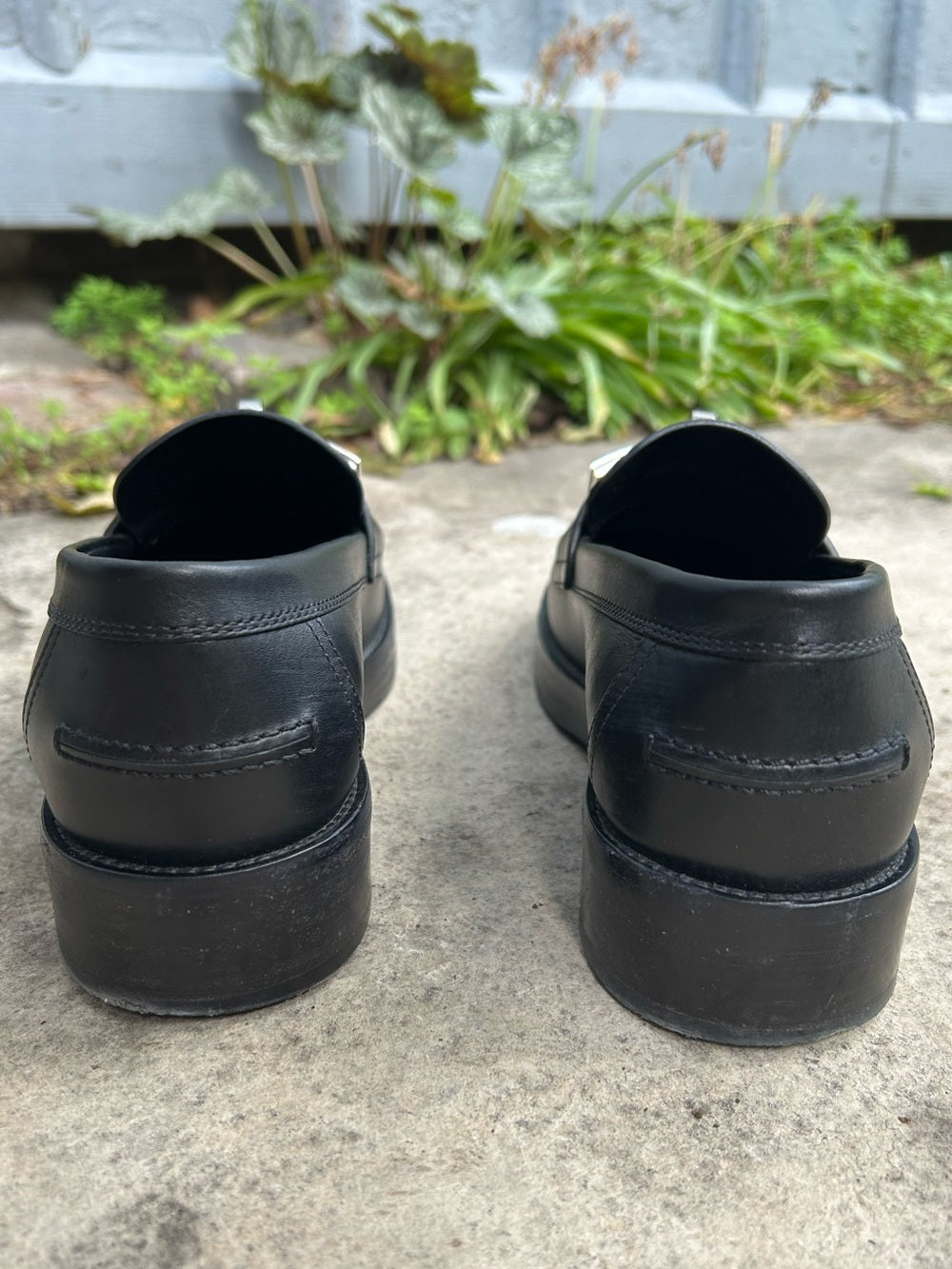 Hermes Black Hot Loafer with Palladium Kelly Buckle, size 6