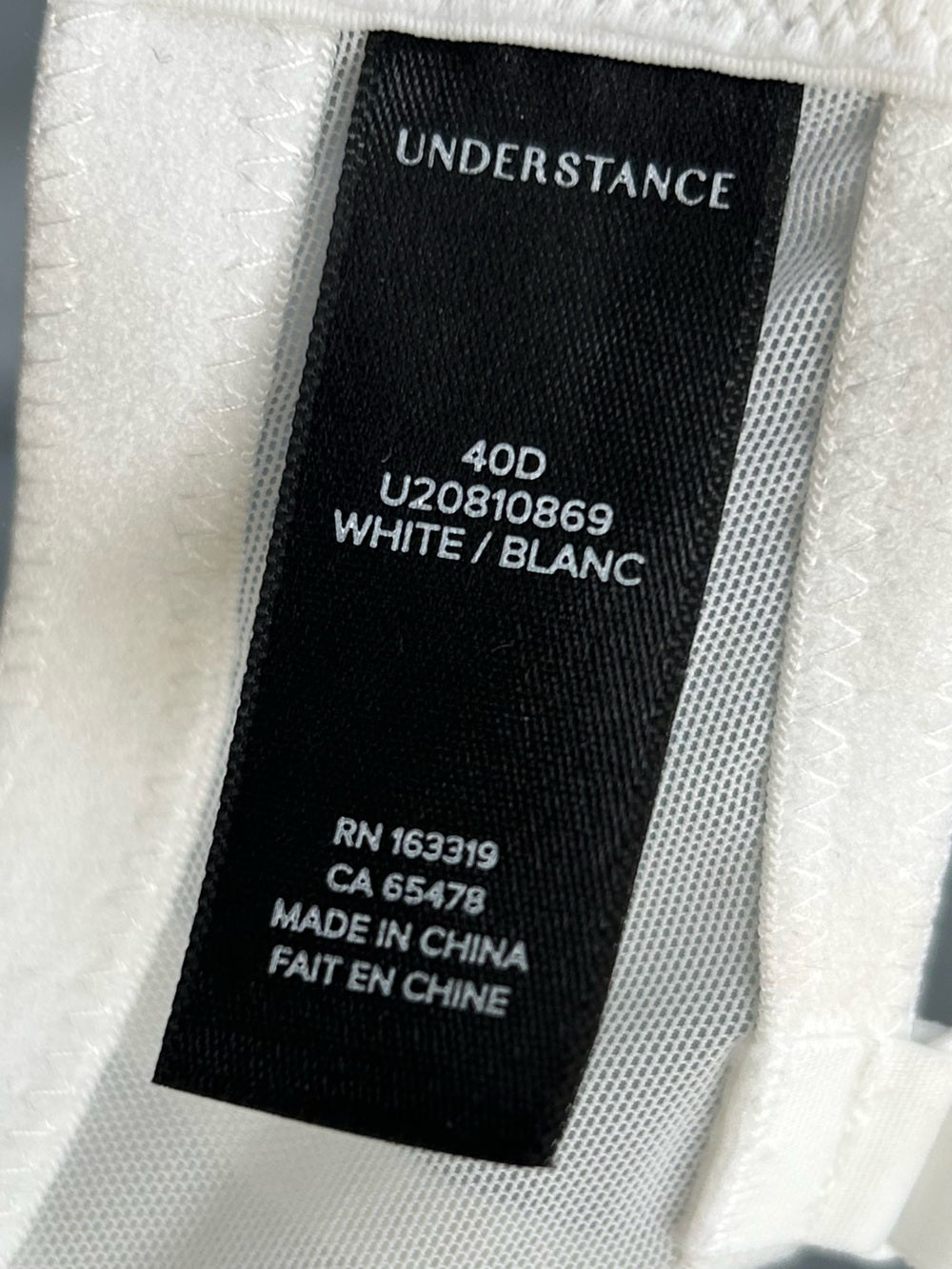 Understance white mesh detailed bra, size 40D