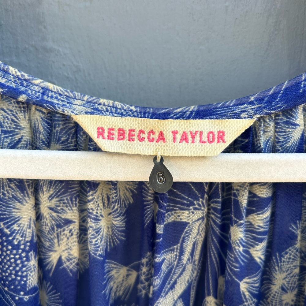Rebecca Taylor blue silk, cotton blouse, size 6
