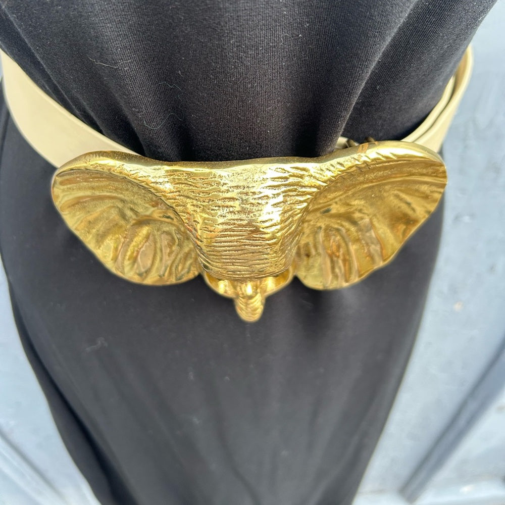 Vintage Statement Brass Buckle Elephant Belt