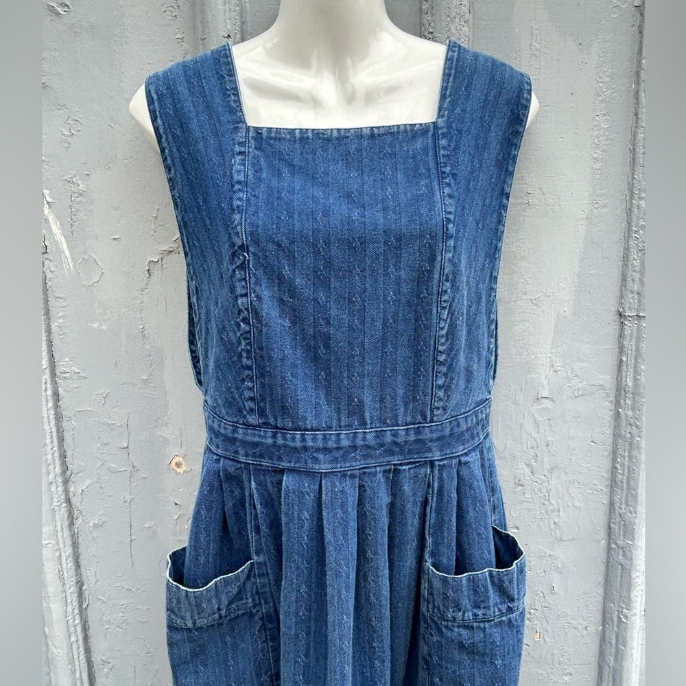 Vintage Laura Ashley Jumper Pinafore Dress Denim Size 10 (fits like an 8)