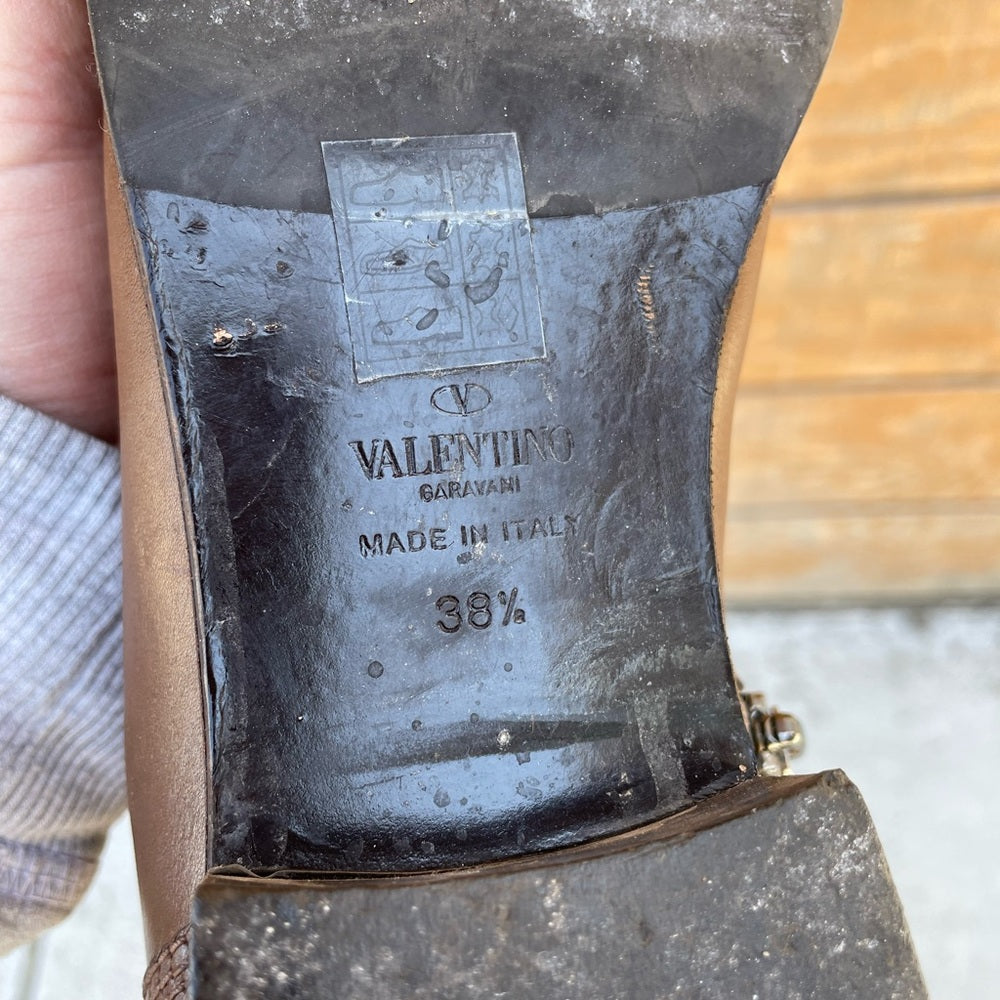 Valentino Ascot Ribbon Lace-Up Riding Boot, Sz 38.5