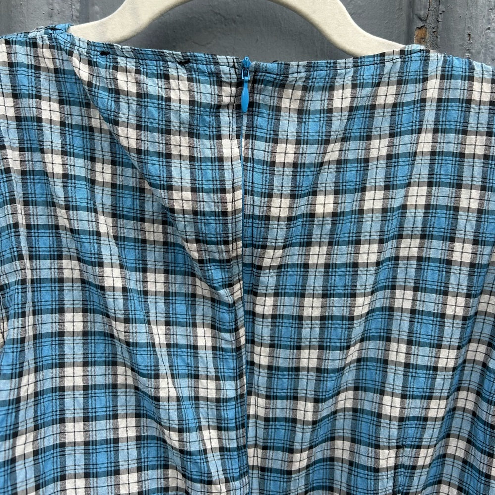 GANNI Gathered checked seersucker mini dress, size 34 (XS)