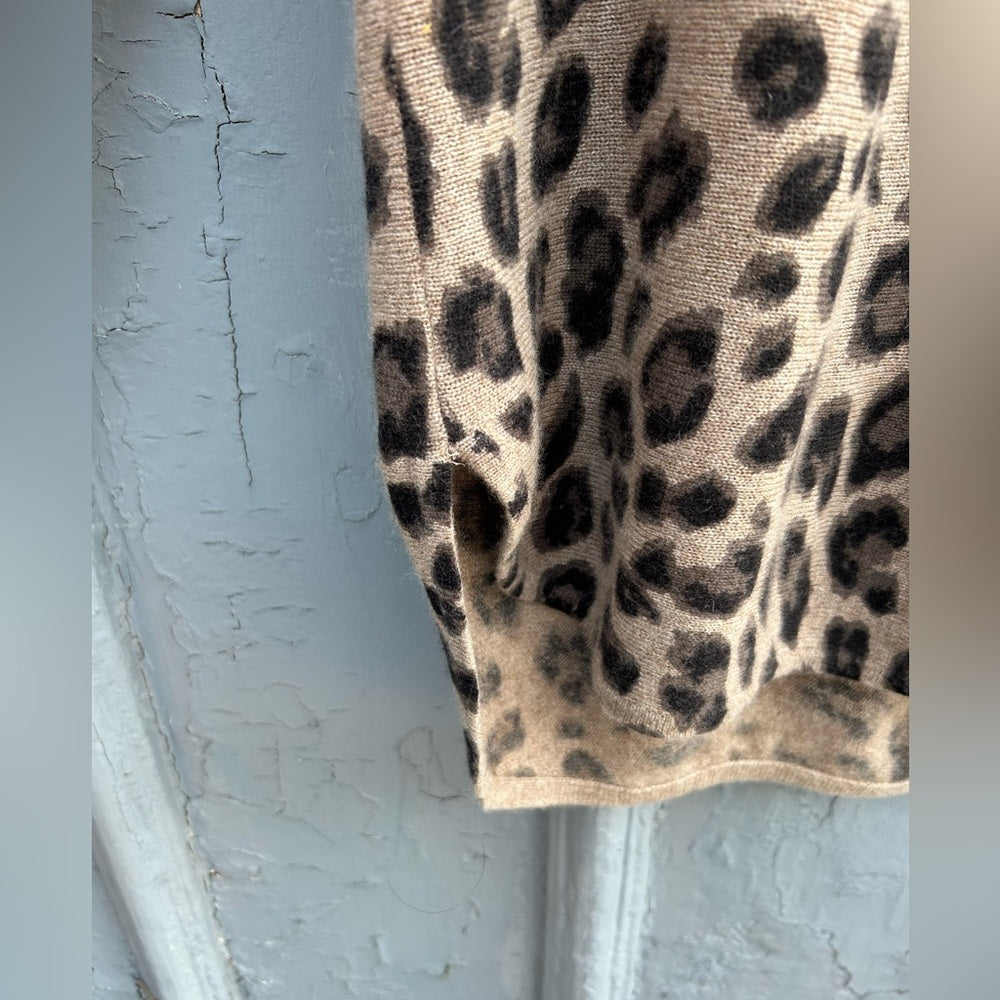 Charter Club Cheetah Print Cashmere Sweater, Small