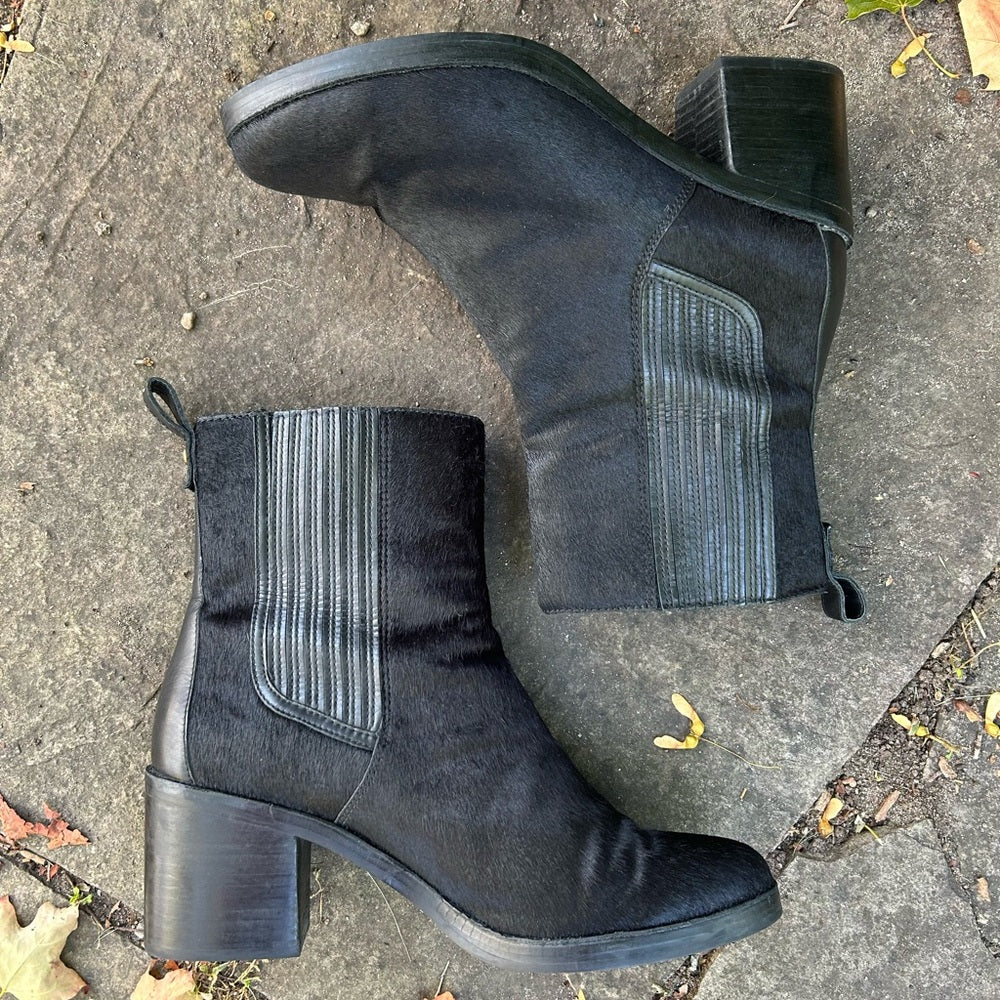 Ugg Camden Cow Hair Heeled Boot, size 12