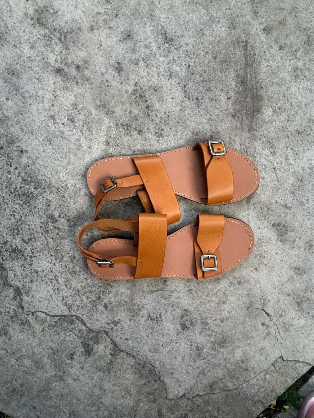Madewell Taupe Boardwalk Leather Sandals, size 7.5
