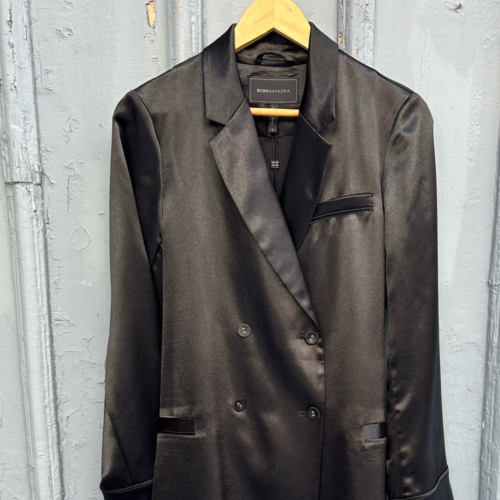 BCBGMaxAzria Lace-Trim Satin Trench Coat, BNWT, size Small