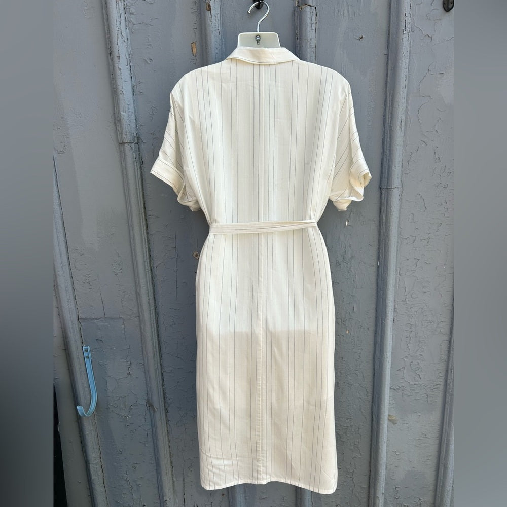 Gentle Fawn belted verticle stripe dress, size M