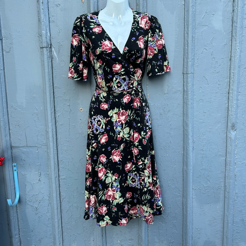 Reformation Laurel Bloom floral midi wrap dress, size XS