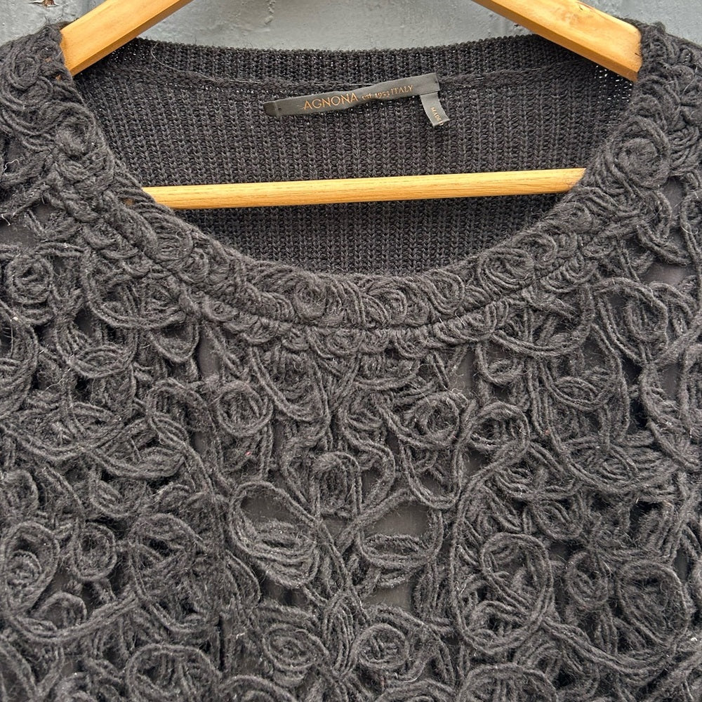 Agnona Wool Silk lace front pullover Sweater, size M