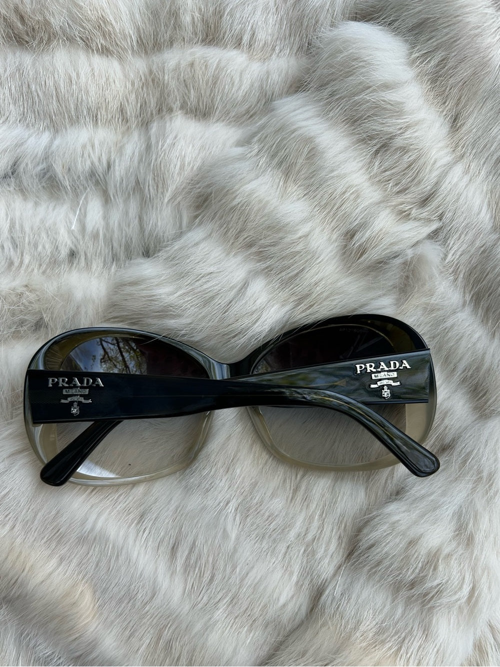 Prada Black Grey Large Gradient Sunglasses