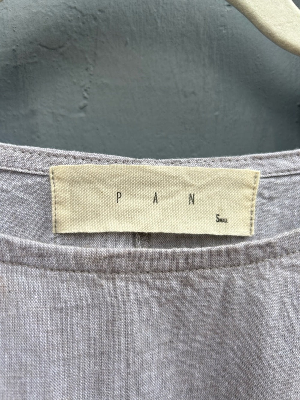 Pan Grey Striped Linen Cotton Blouse, Small