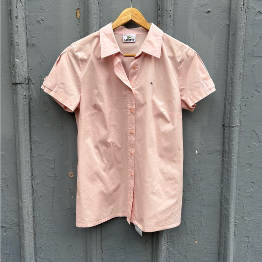 Lacoste Pink Short Sleeve Button down, Small