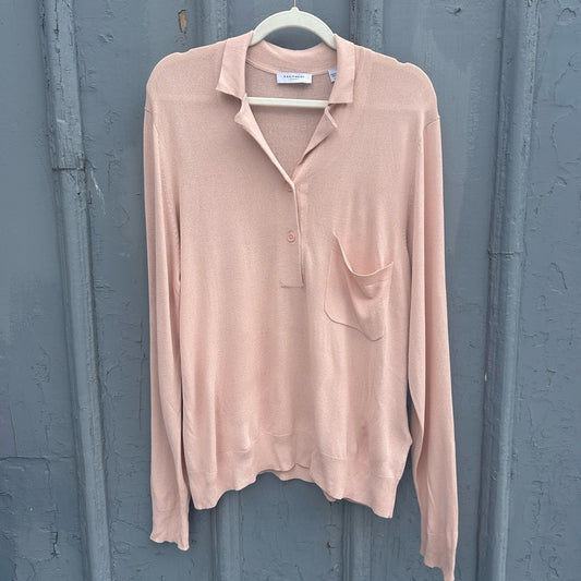 Equipment Adit stretch-knit polo shirt, size M (oversized)