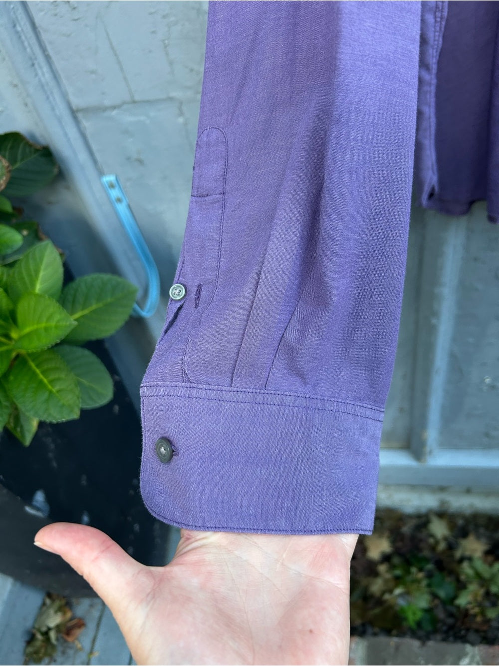 John Varvatos Purple Double Zip Chest Pocket Button-Down Shirt, size XXL
