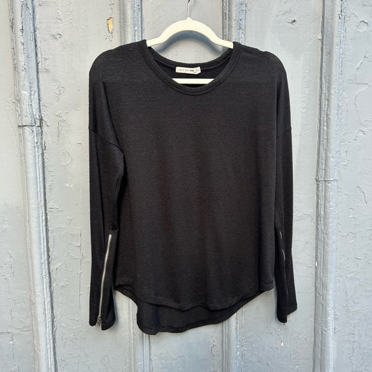 rag & bone black long sleeve zipper arm tee, size s