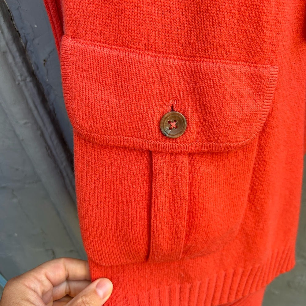 Autumn Cashmere Orange Waterfall Cardigan, size xs