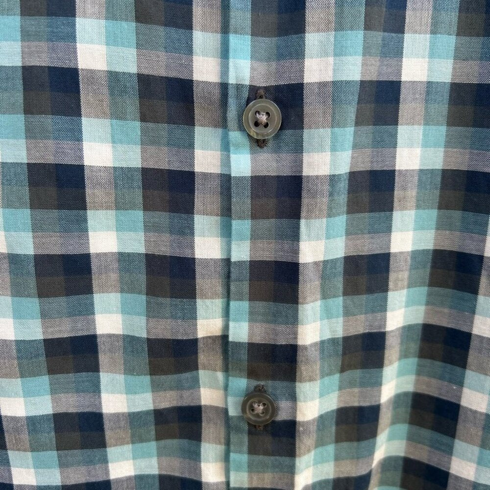 John Varvatos Plaid Check Button-down, size XXL