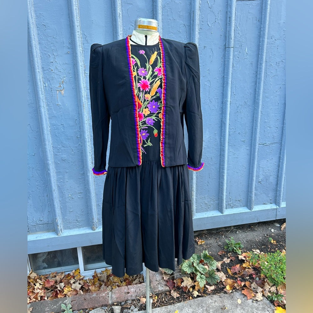 Alan Cherry Vintage 80’s Silk Dress & Jacket, size 8