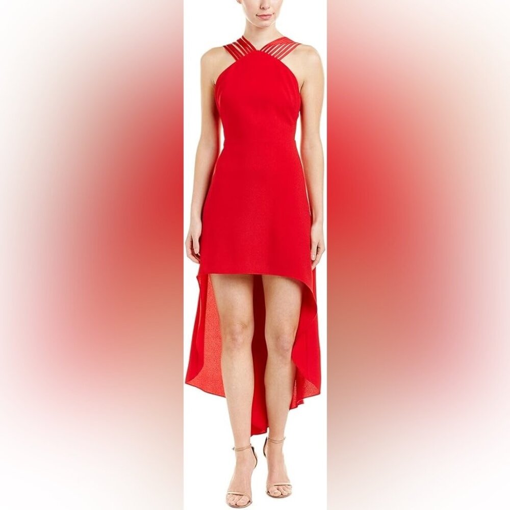 Halston Heritage Red High Low Dress, size 6