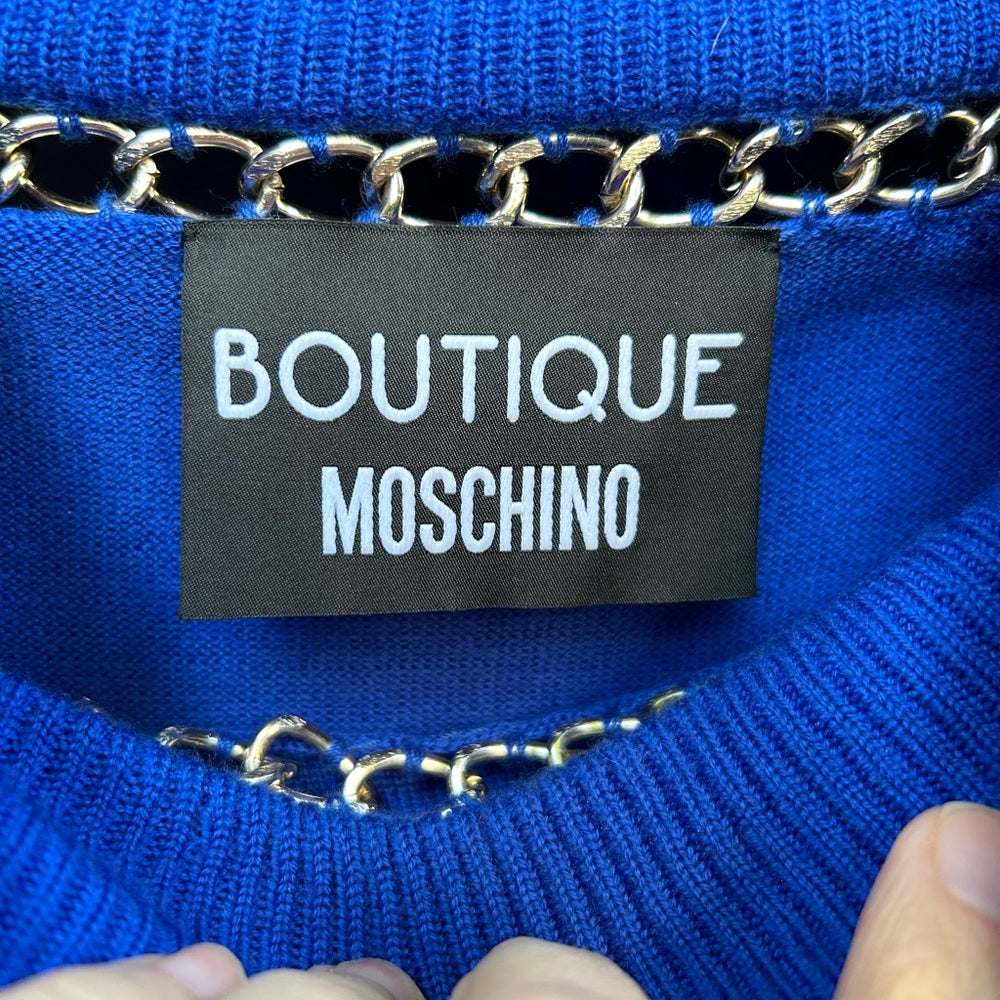Boutique Moschino Blue Chain Detail Sweater, size S