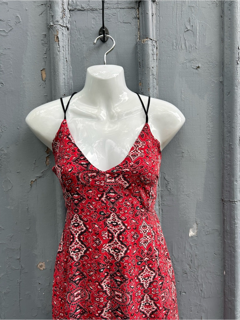Greylin Red Paisley Silk Maxi dress, size M
