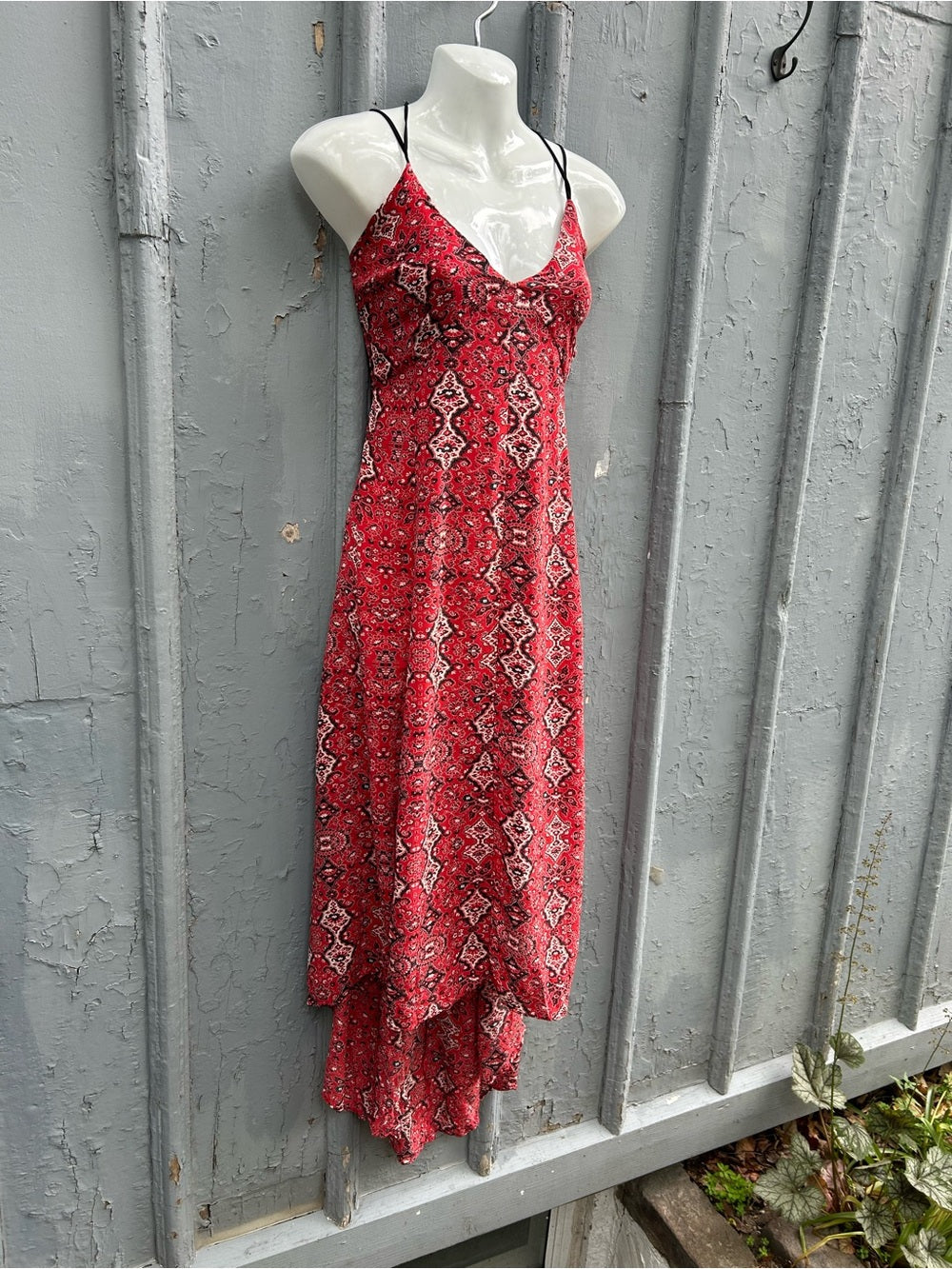 Greylin Red Paisley Silk Maxi dress, size M