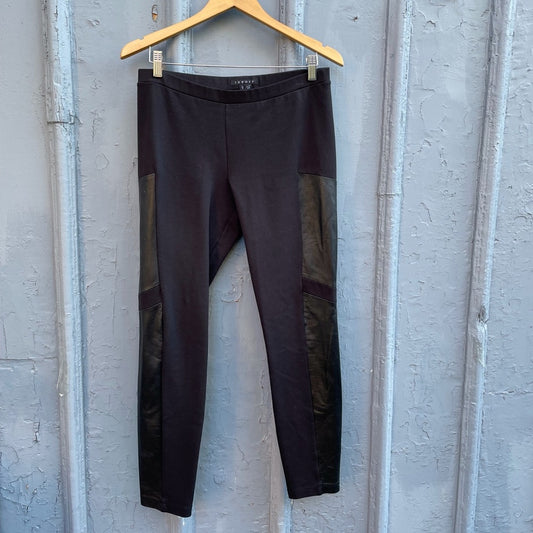 Theory Hasna Leggings with leather sides, Size Large