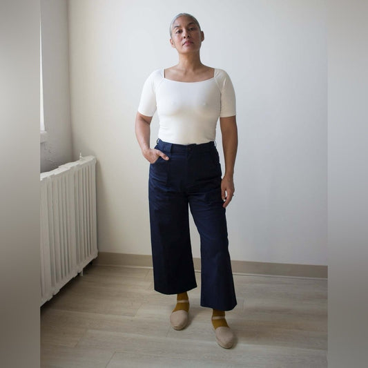 Jennifer Glasgow Navy Elliot Wide leg Pants, size Large