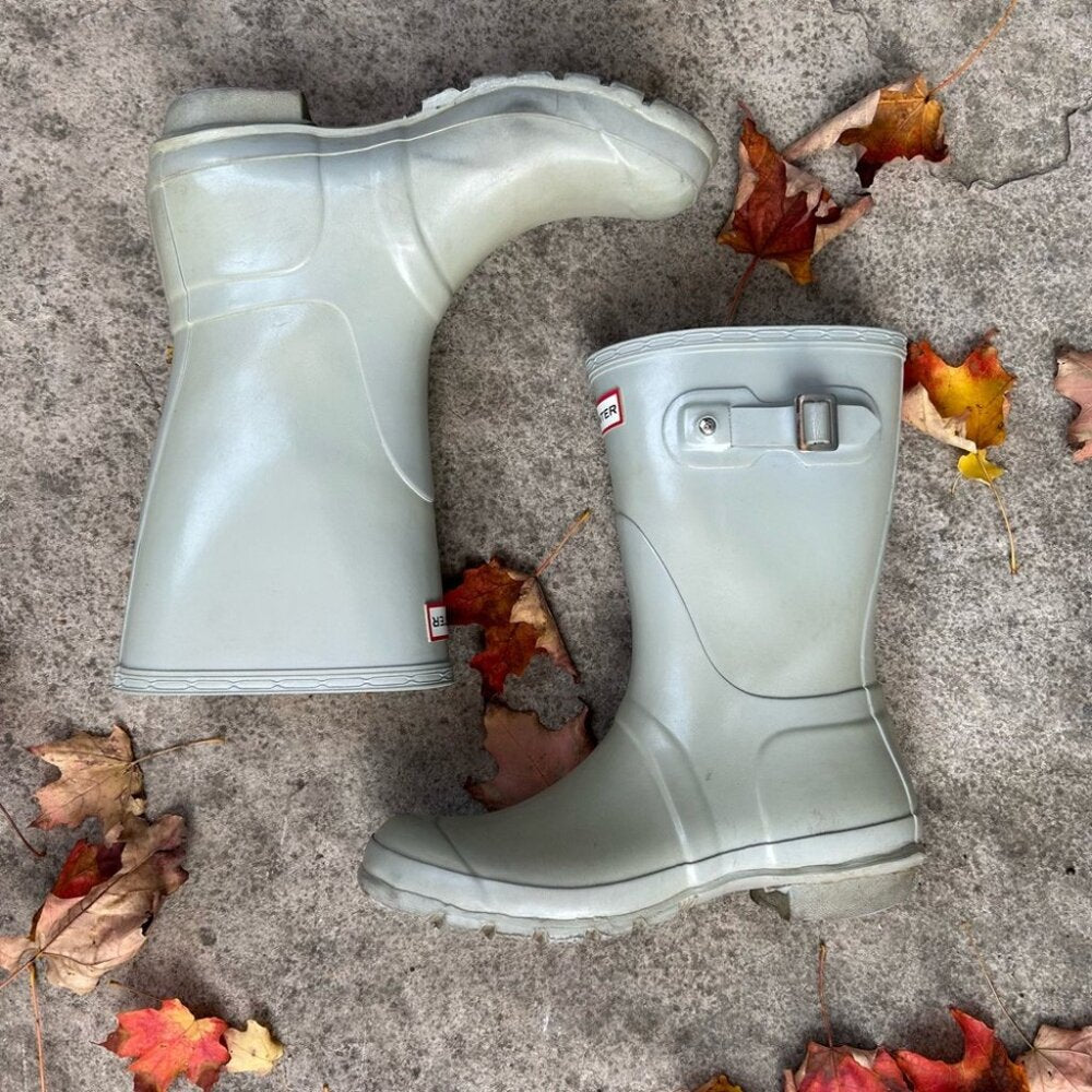 Hunter Original Short Gloss Rain Boots Grey, size 9