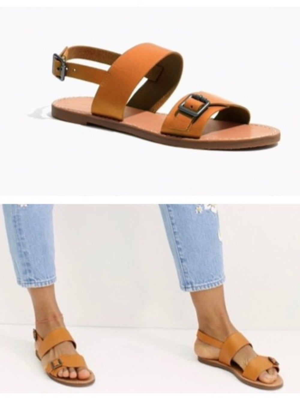 Madewell Taupe Boardwalk Leather Sandals, size 7.5
