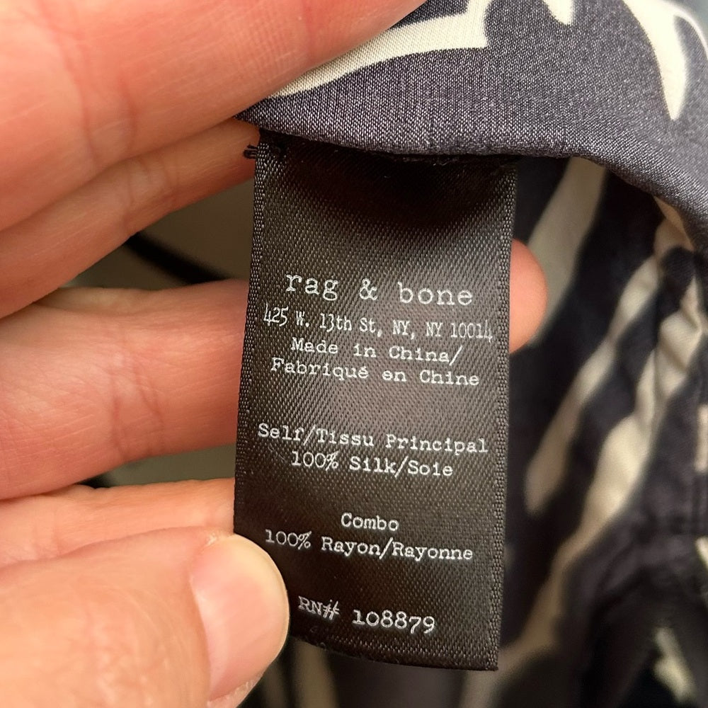 rag & bone x Liberty silk black and white floral sleeveless, size XL