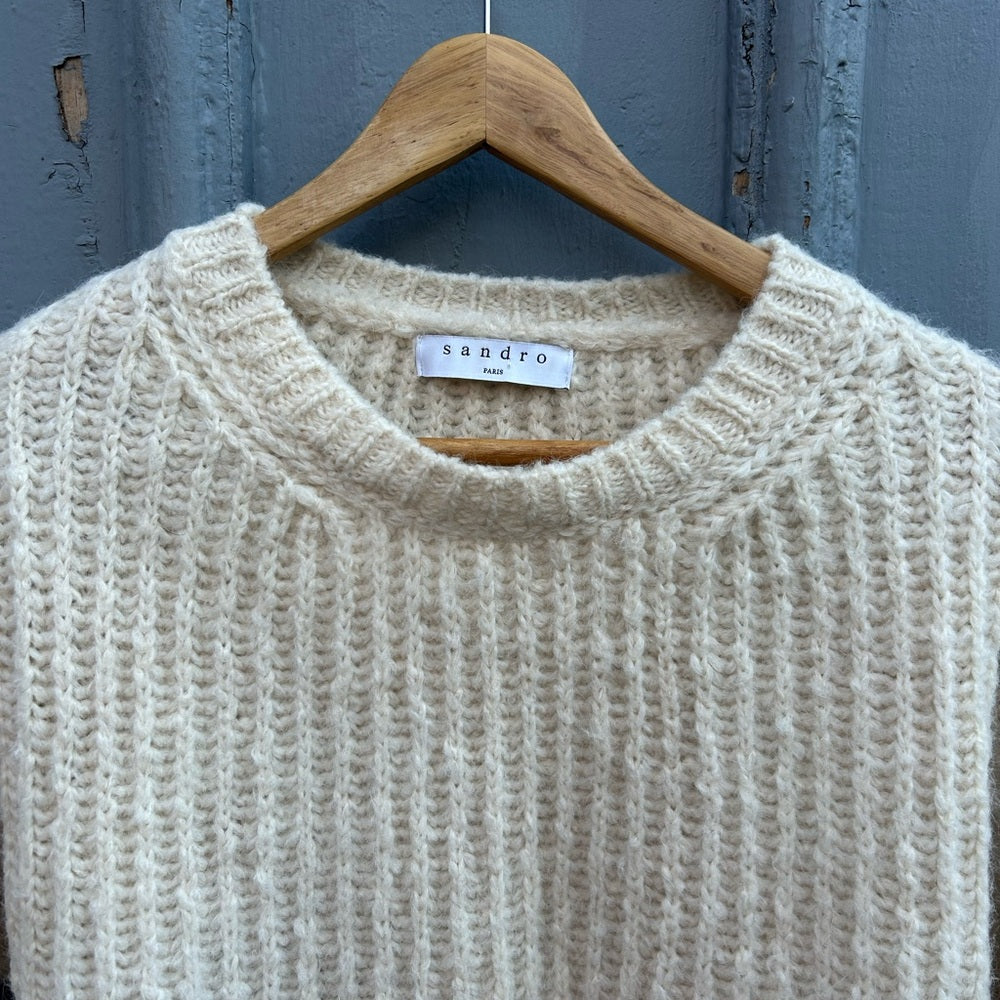 Sandro Paris Cream Alpaca Wool Sweater, size “1” (Small)