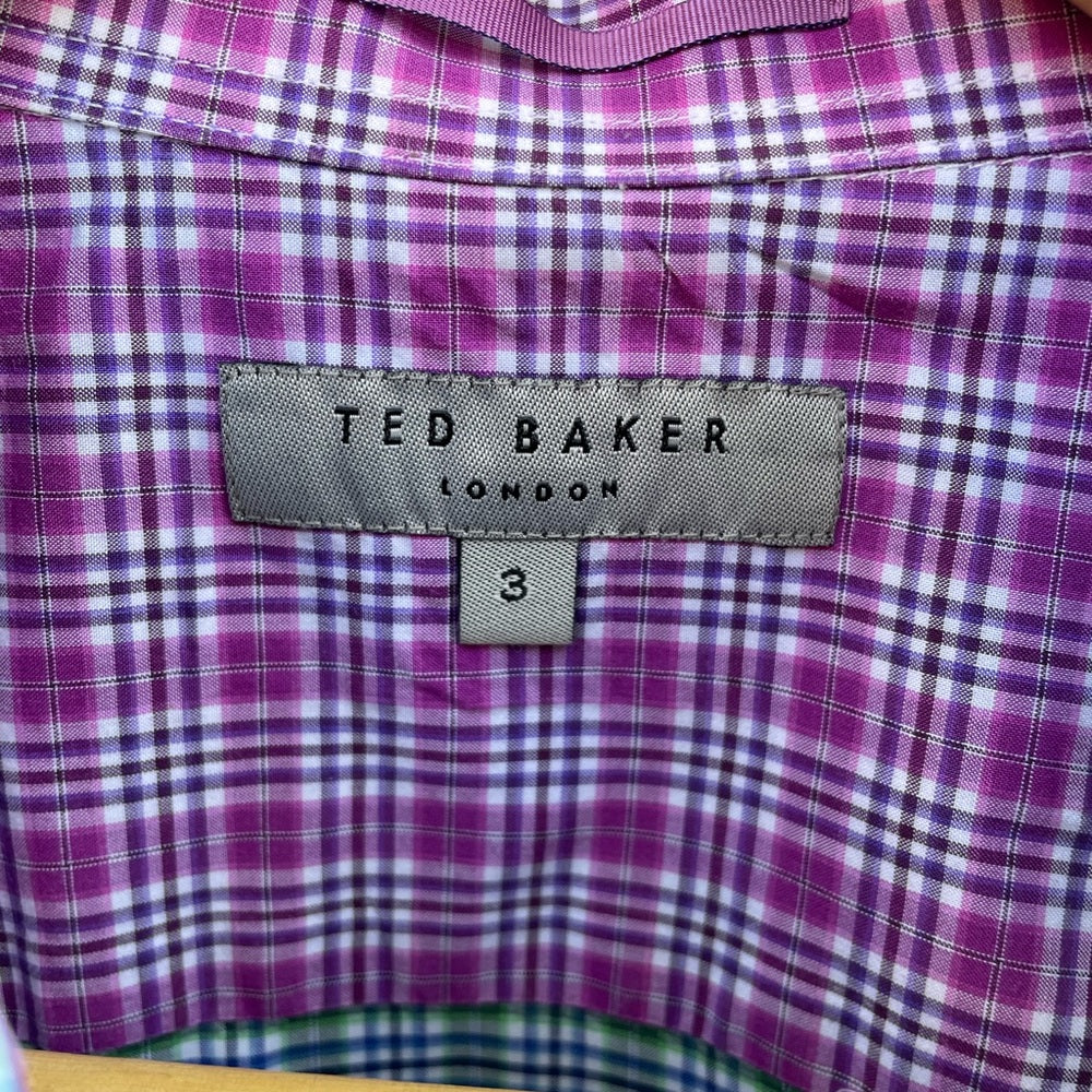 Ted Baker blue/ green plaid “catton” Buttondown, size Ted 3 (M)