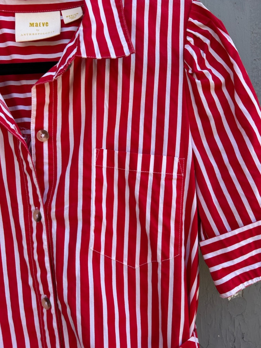 Maeve Red Kiana Striped Shirt dress, size M