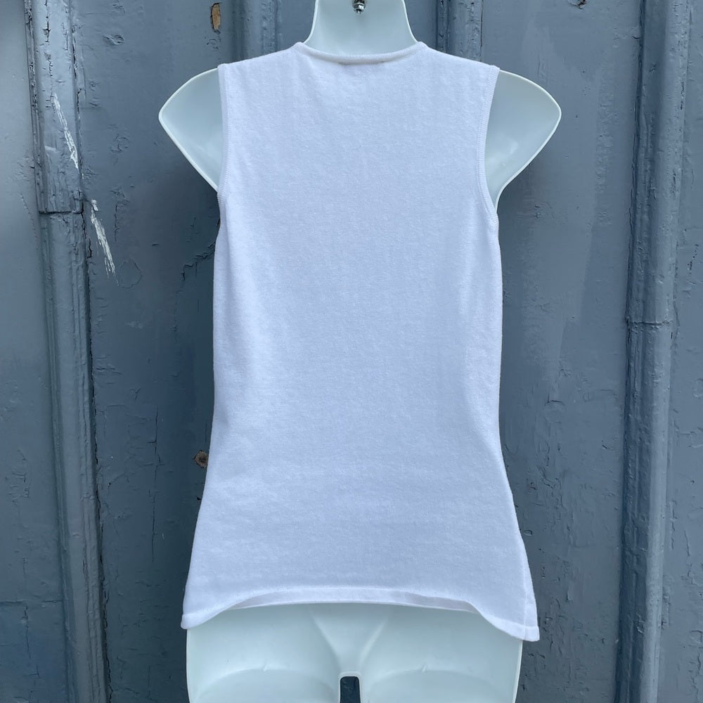 Versace Collection White Sleeveless Knit Top, Size Xs