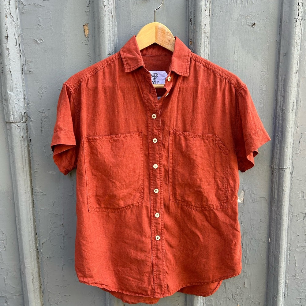 Power of my People Rust Wayward Fit Ss button up shirt, size xxs