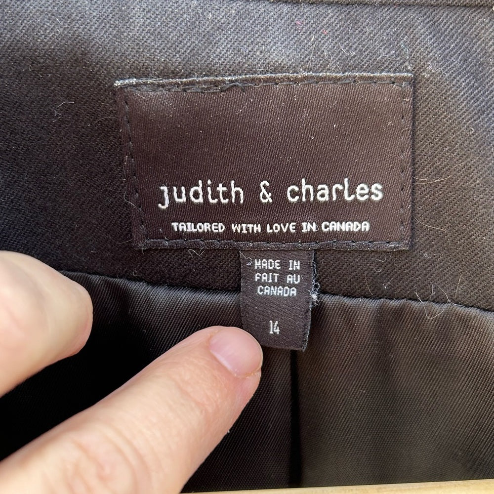 Judith & Charles Leather Wool Blazer, size 14