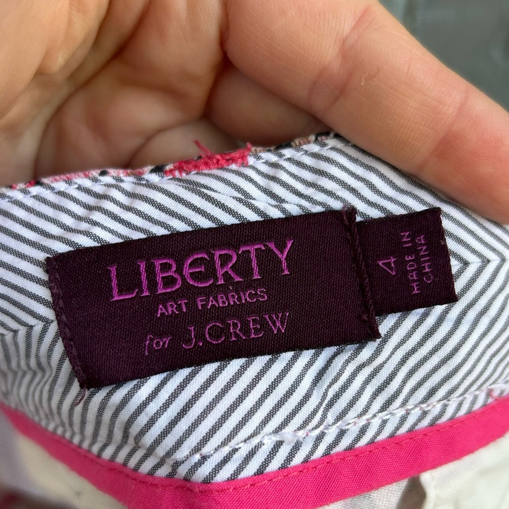 J.Crew x Liberty Art Fabrics pink floral chino shorts, size 4