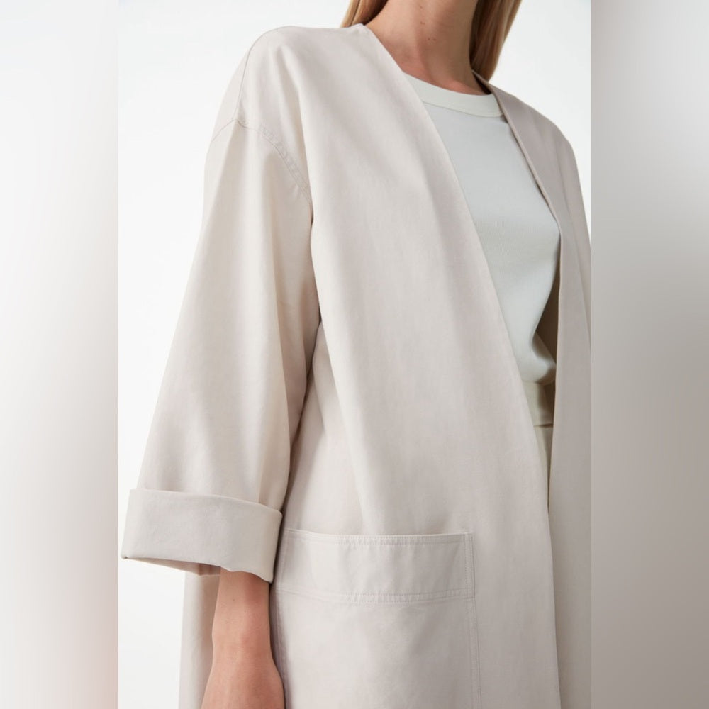 COS Organic Cotton Collarless Coat, Small