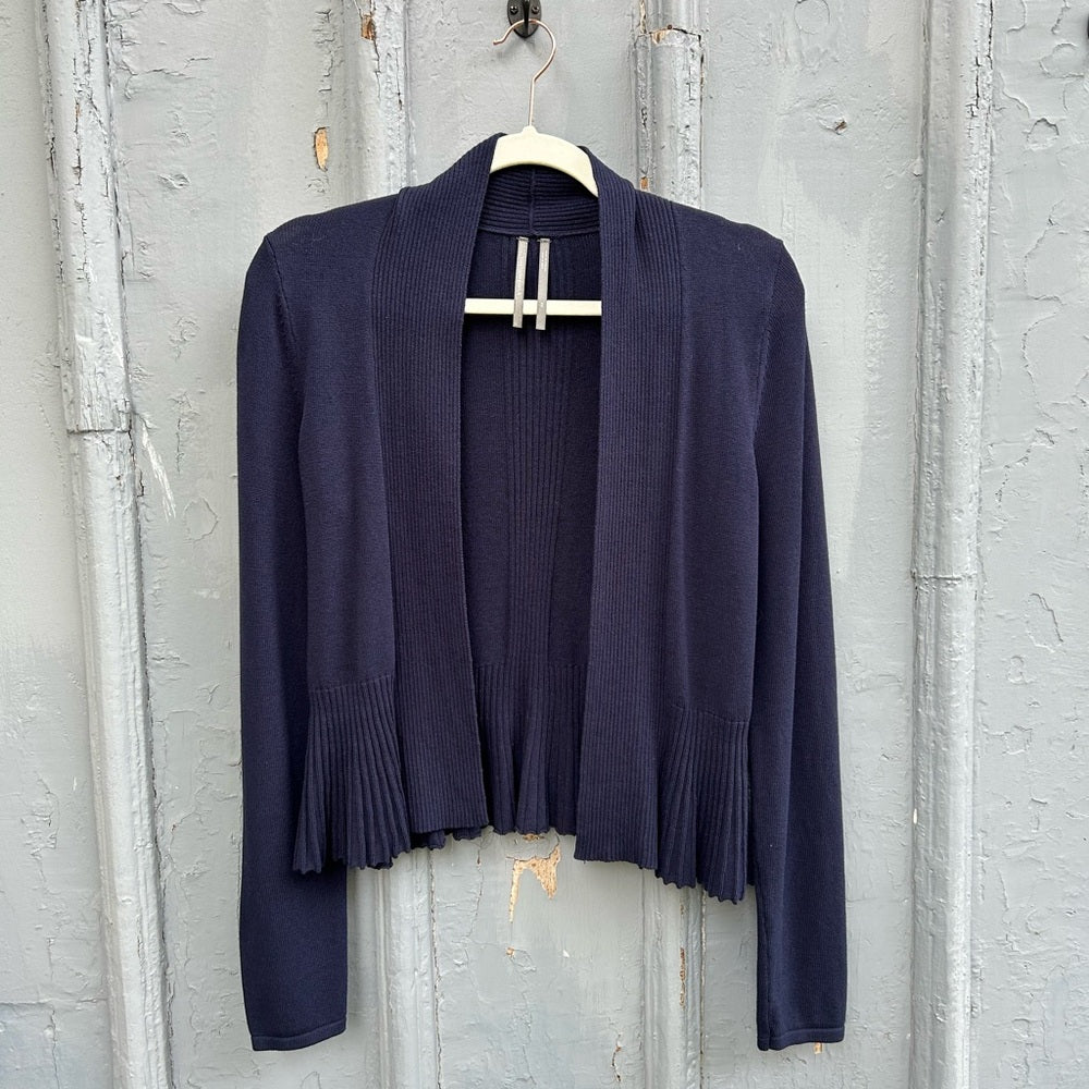 Anthropologie Navy Banlieue Peplum Cardigan, size XS