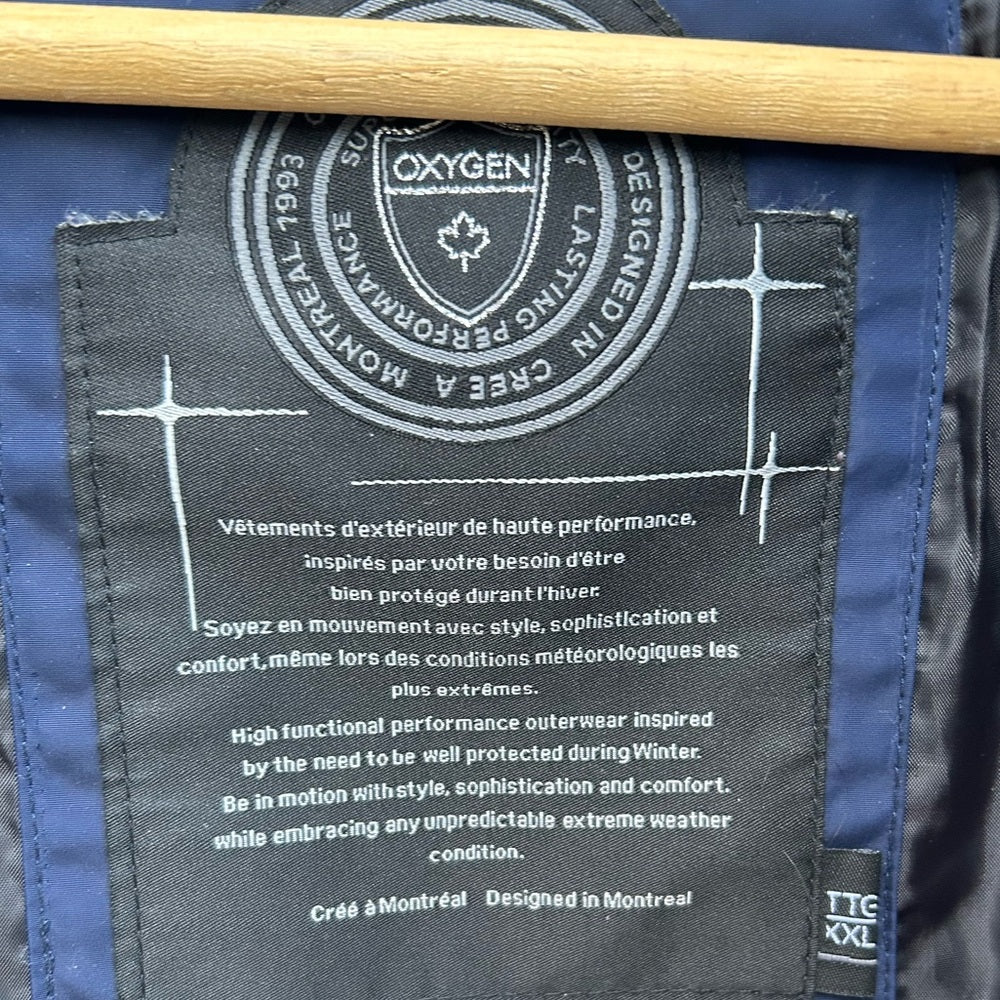 Oxygen Navy 3/4 length Parka, size XXL