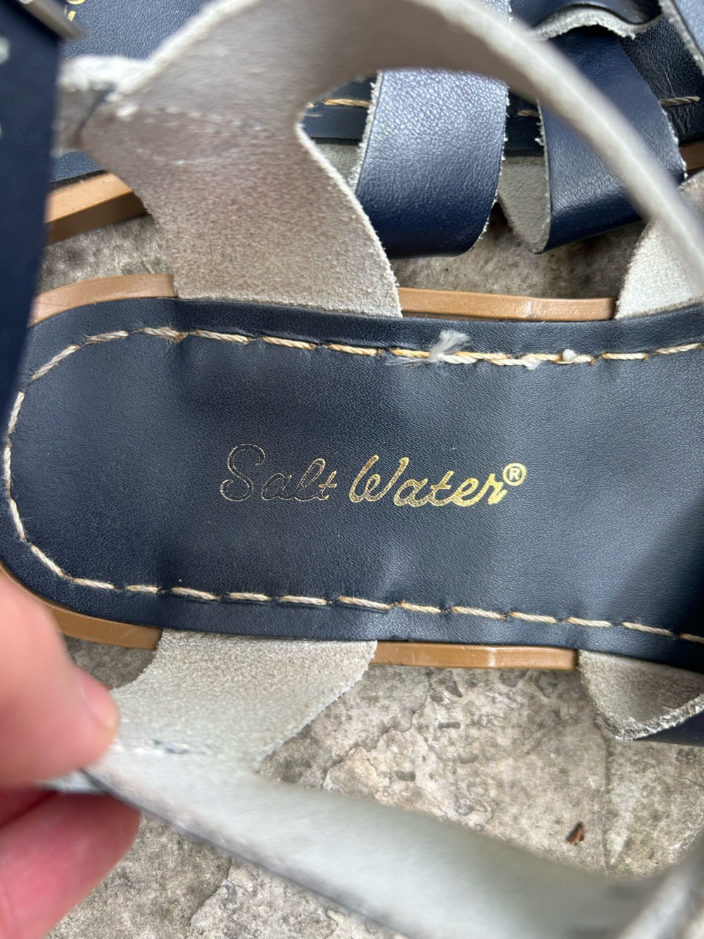 Salt Water sandals Original Navy Blue, size “6” (US8)