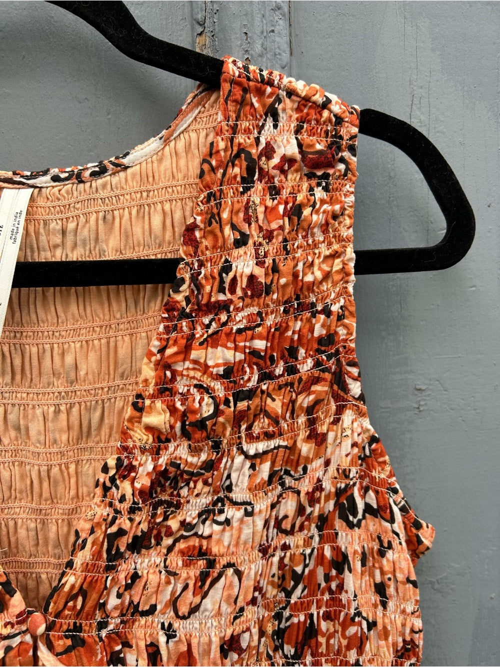 Anthropologie Peregrine Smocked Orange Maxi Dress, Large