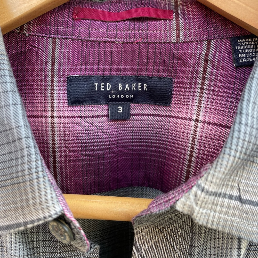 Ted Baker blue plaid “ Buldate tapered fit” buttondown, Ted size 3 (medium)