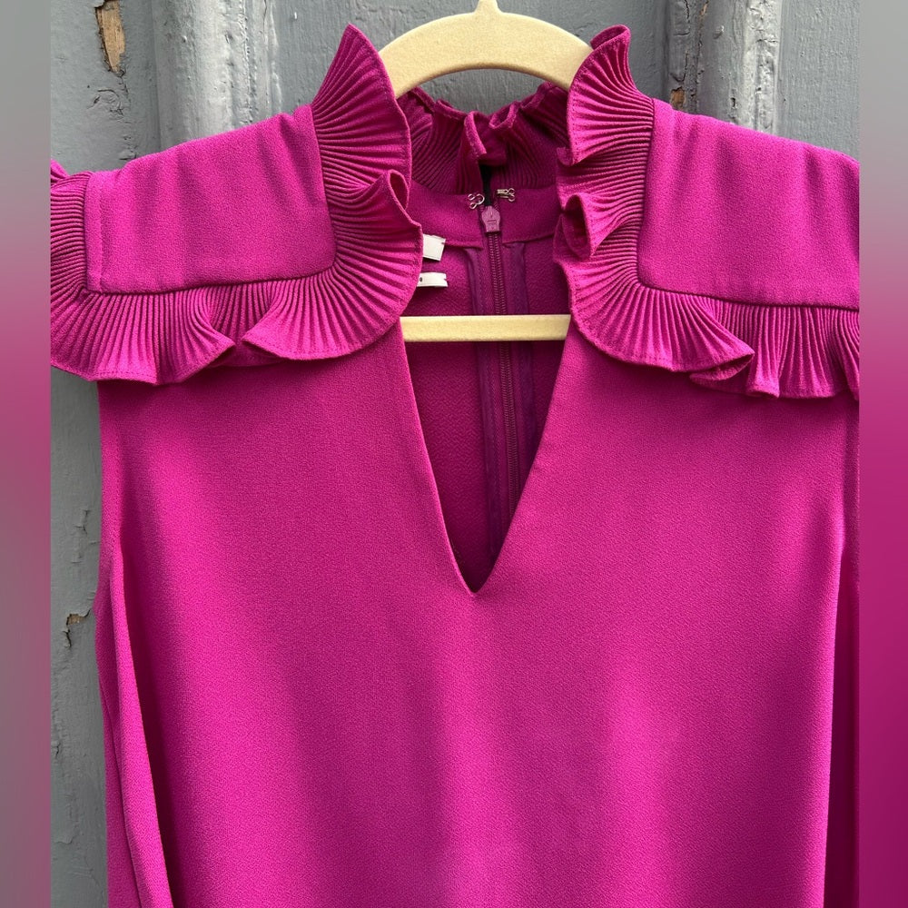 Co collection pink ruffle collar blouse, size S