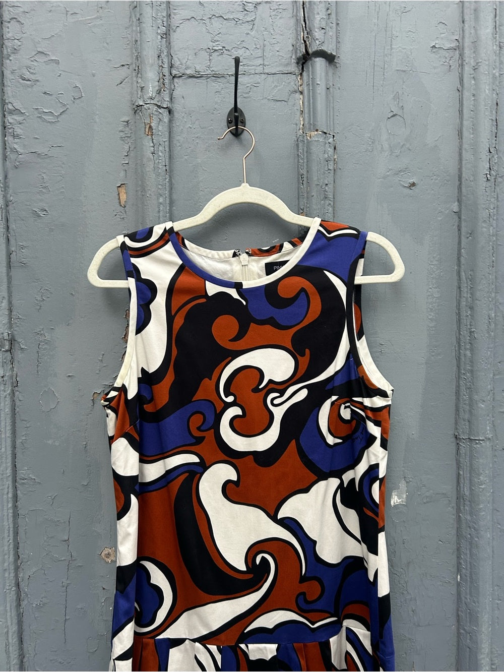 Pink Tartan Vintage Print Drop Waist Dress, Size 6