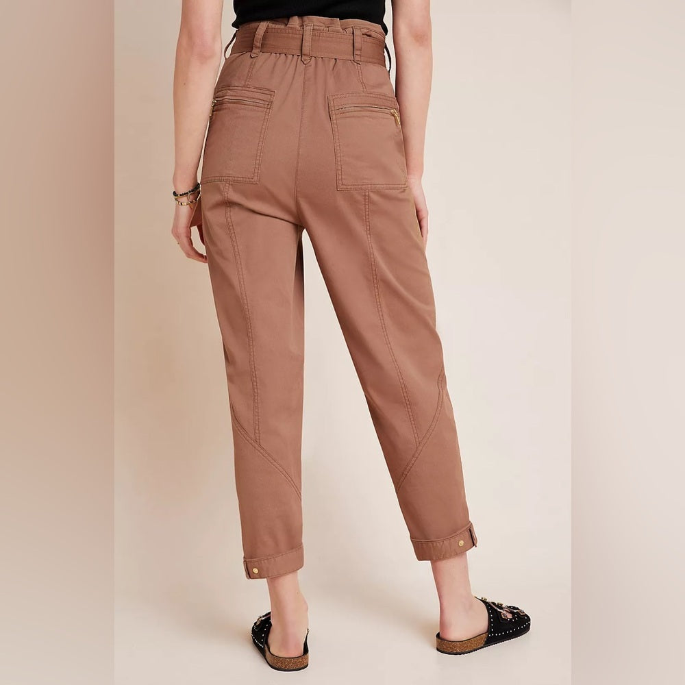 By Anthropologie Ellie Embroidered Utility Pants, size 8